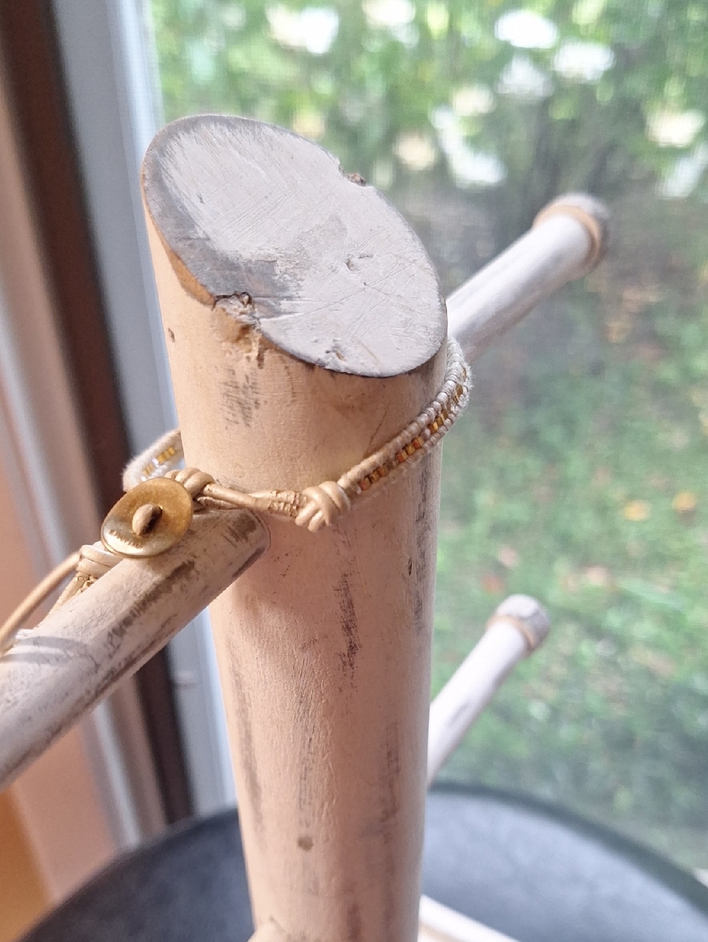CHAN LUU Signed Beige & Gold Bar Wrap style Adjustable Bracelet Minimalist Boho - Picture 7 of 12